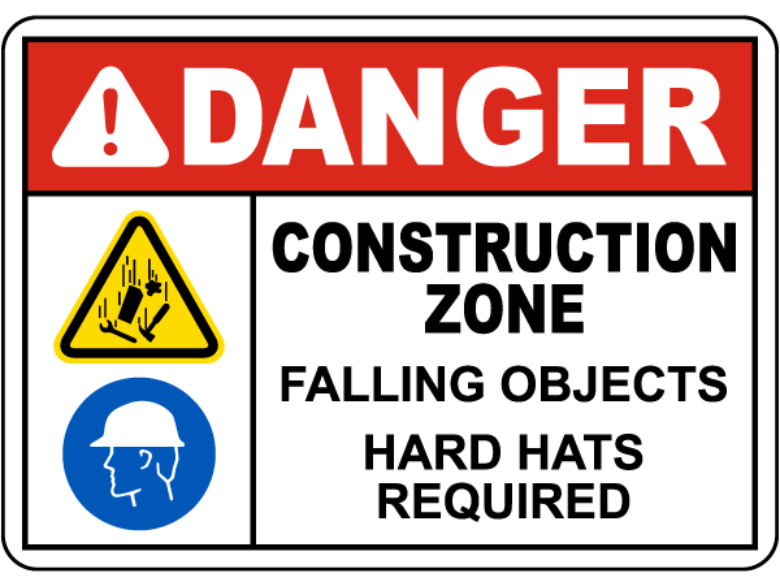 Danger sign for construction site