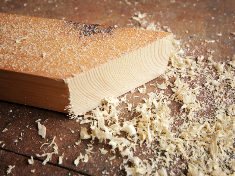 Wood dust on construction site