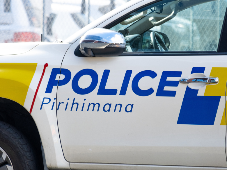 NZ police ute pulled over on side of the road
