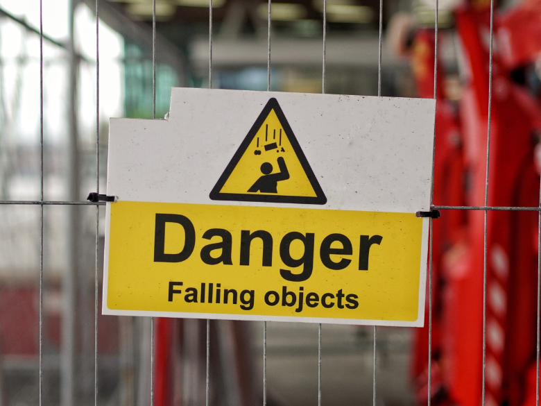 Danger sign on a construction work site